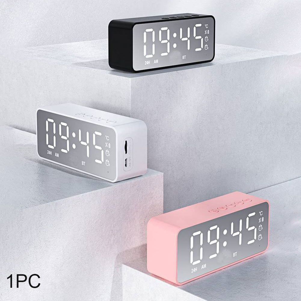 Digital Alarm Clock With Wireless Speaker Mini Household -compatible LED Display USB Rechargeable For Bedroom FM Radio