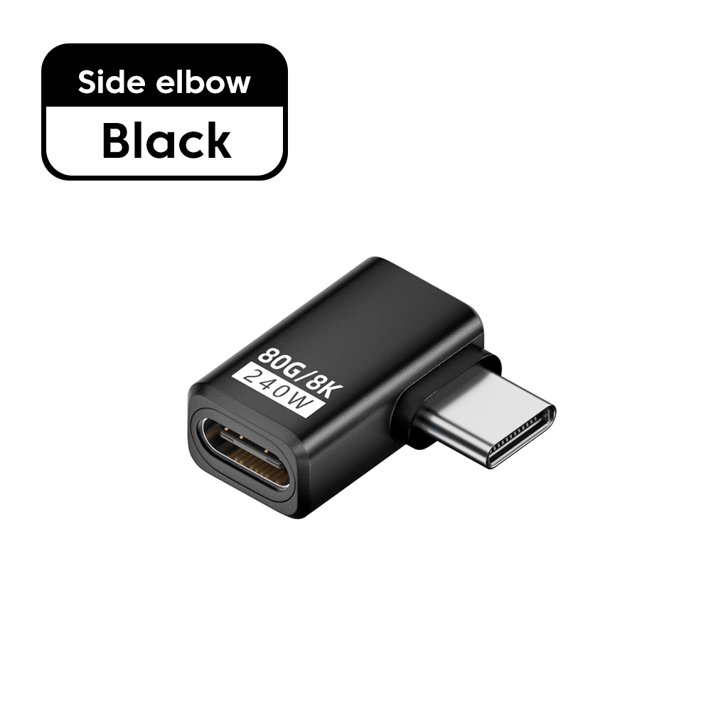 Adaptador OTG de 240W USB 3,0 tipo C a tipo C 8K 80Hz USB C carga rápida 80Gbps transferencia de vídeo de datos para iPhone 16 Macbook 90 ° Codo: Caqui