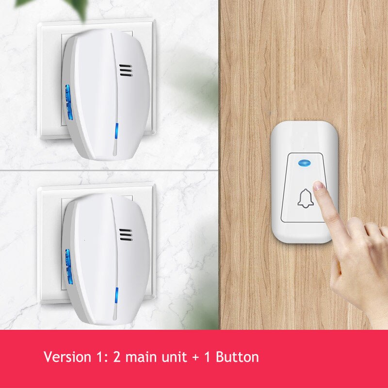 Smart wireless Doorbell 57chime Home Security Welcome doorbell Waterproof 100m remote Wireless Button: 5