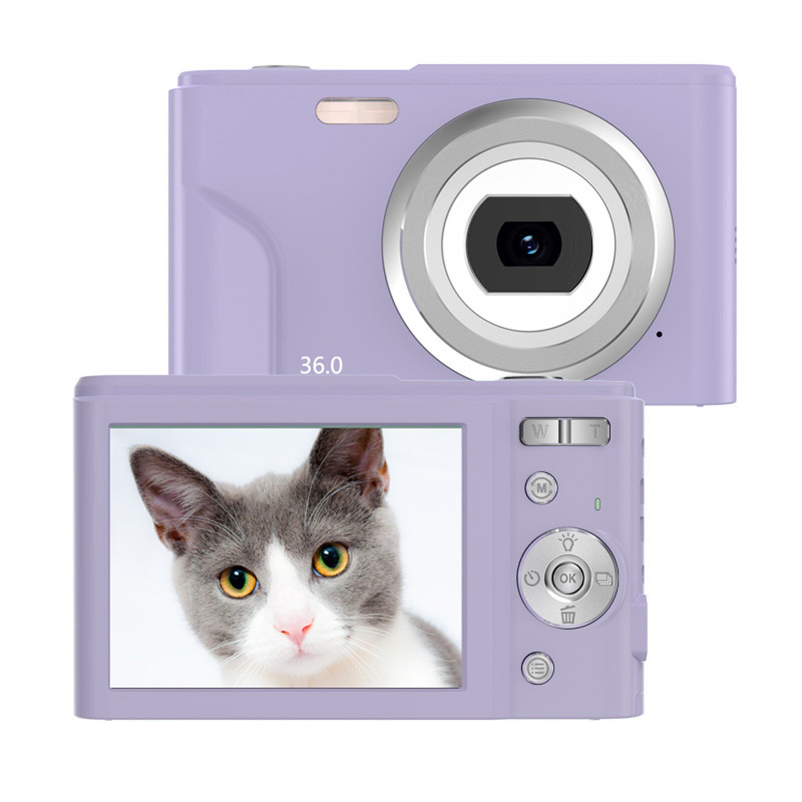 Digitalkamera fhd 1080p 36.0 megapixel vlogging kamera 16x digital zoom lcd skærm kompakte bærbare minikameraer til børn: Lilla