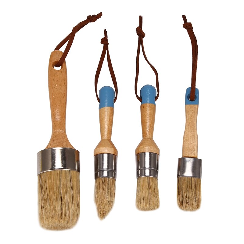 BMBY-Chalk And Wax Pure Bristle Brushes - Hand Made Multi-Use Brushes - Complete Set (4 Brushes)