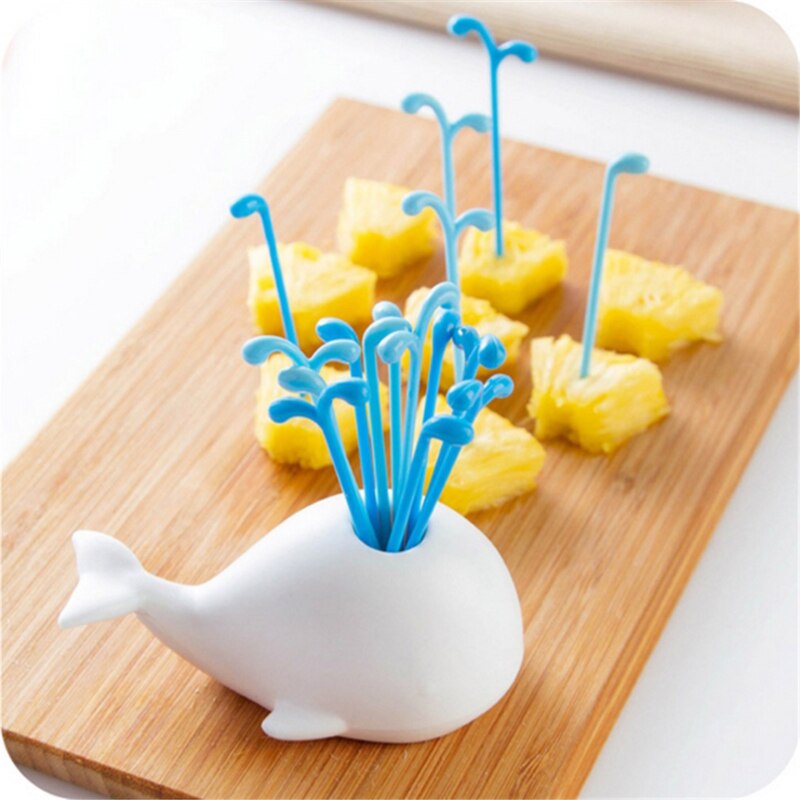 White Whale Fountain Fruit Fork Set Animal Whale Fruit Sign Small Fork