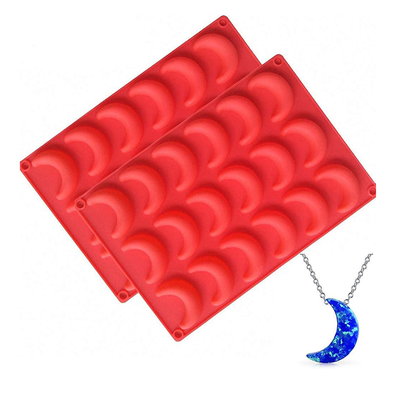 Molde de silicona de Luna para hornear, decoración de pasteles de caramelo de Chocolate, media luna, Topper de cupcakes, galleta, cubo de hielo, cera Melts, crayón, llaveros