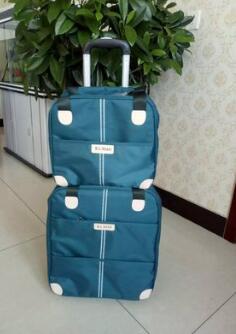 Vrouwen reizen trolley tassen wielen koffer voor bagage tassen reistas wielen koffer Rollende reistas op wielen met handtas: Blue