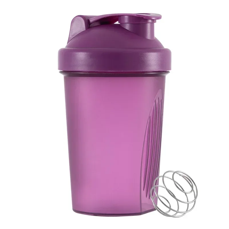 Sports shakerflasker vannkopper myseproteinpulver mikserflaske lekkasjesikker fitness gym shaker utendørs bærbar drikkekopp 400ml: Lys gul