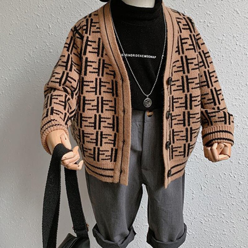 Crianças camisola de malha de manga longa roupa das crianças listrado jaqueta menina camisola de algodão menino camisola meninos meninas cardigan por 3-8 anos