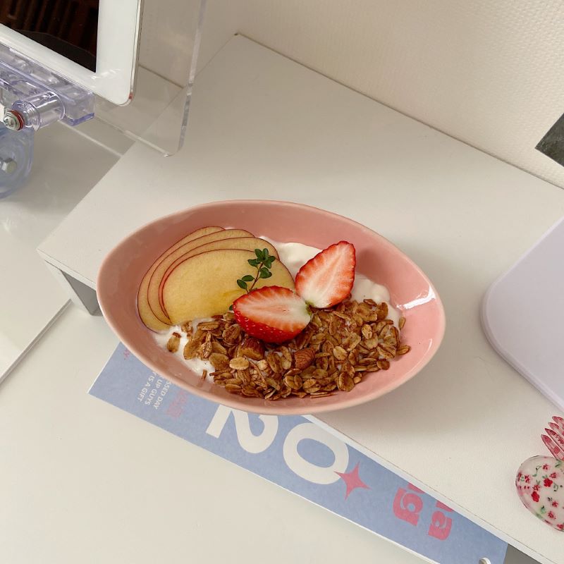 Takemehome Koreaanse Stijl Roze Meisje Hart Ovale Plaat Yoghurt Fruit Dessert Kom