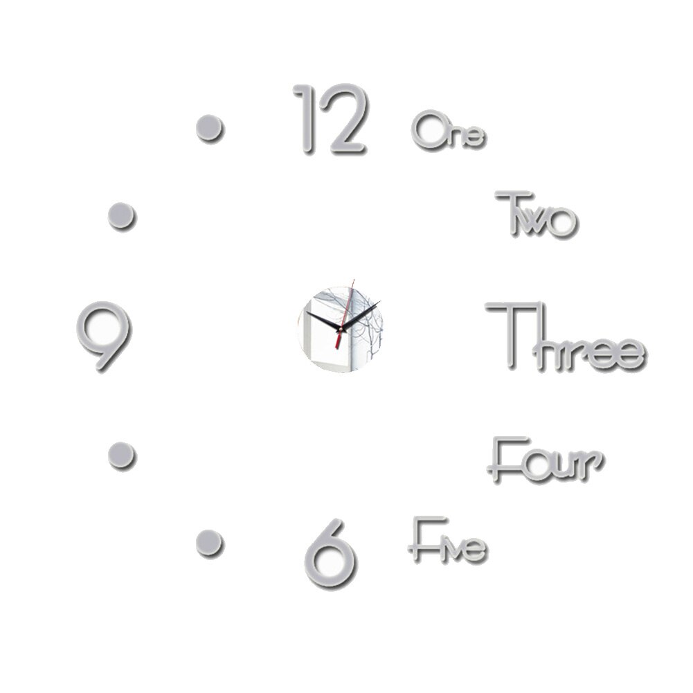 3D Wall Clock Mirror Wall Stickers DIY Wall Clocks Removable Art Decal Sticker Home Decor Living Room Quartz Needle: Silver