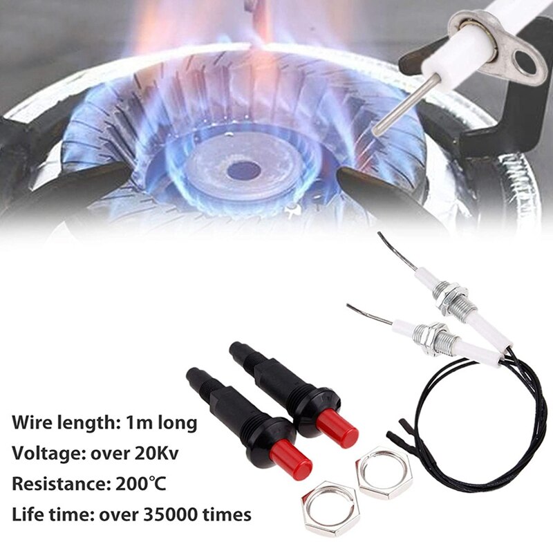 2Pack of Piezo Spark Igniter Propane Push Button Igniter with Threaded Ceramic Electrode, Type of 1 Out 2