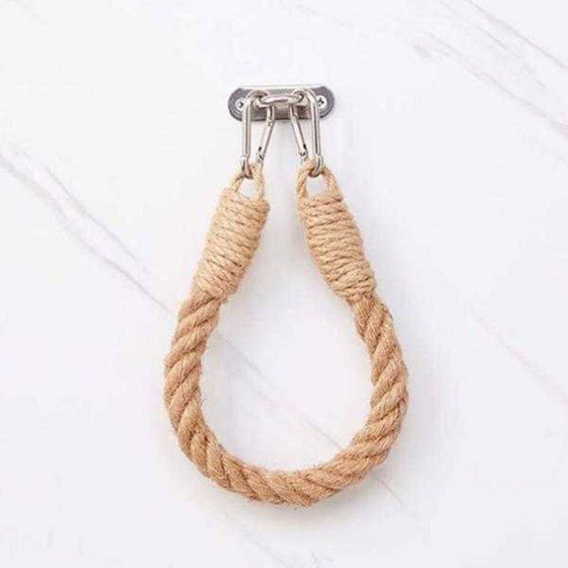 Retro Paper Towel Rack Dispenser Punch-free Toilet Tissue Holder Hanging Rope Bathroom Towel Rack Decoration: Style 1