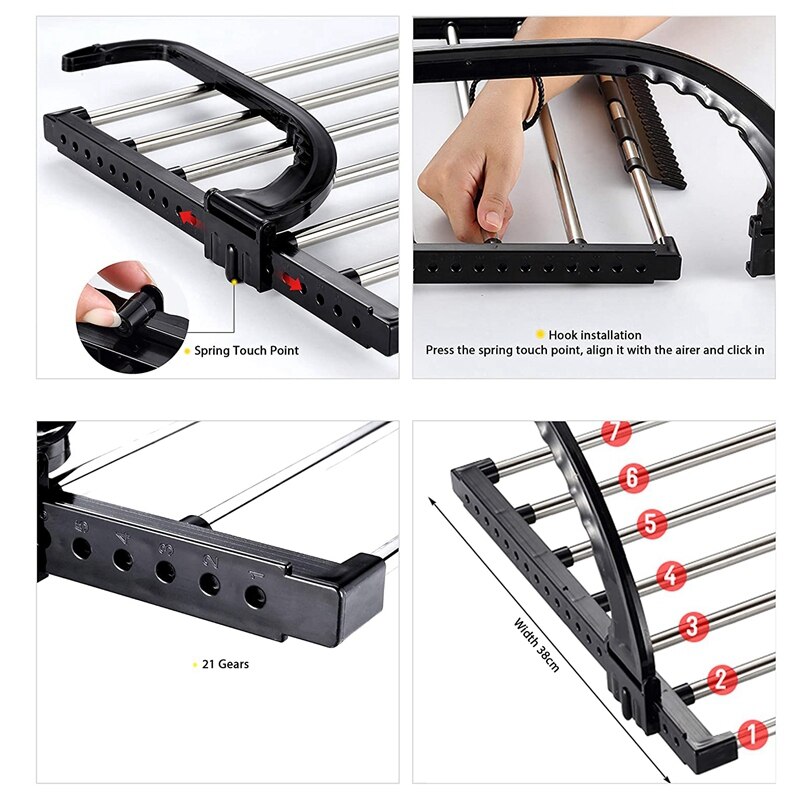 Radiator Kleding Airers Balkon Doek Droogrek Compact Kleding Droogrek Rvs Kneedbaar Opvouwbare Airer