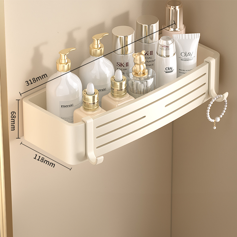 Kein Bohren, multifunktionales Organizer-Regal, selbstklebendes Lagerregal, große Wandbehang-Organizer, Dusch- und Shampoo-Gestell für Badezimmer: Weiß