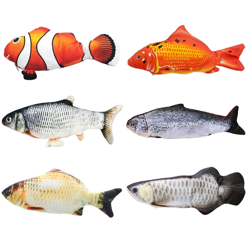 54DF Electric Moving Fish Cat Toy LED Realistic Plush Simulation Wagging Dancing Jumping Fish Pets Chew Bite Kick Toy