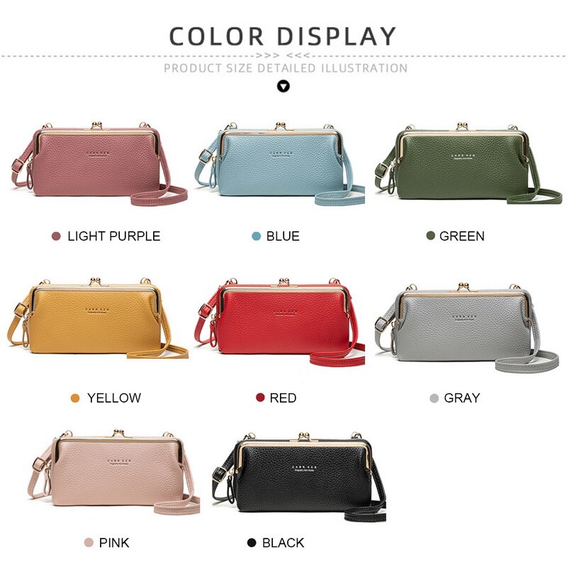 Phone Bag PU Leather Large Capacity Travel Portable Shoulder Bag Brand Ladies Crossbody Bag Messenger Bag