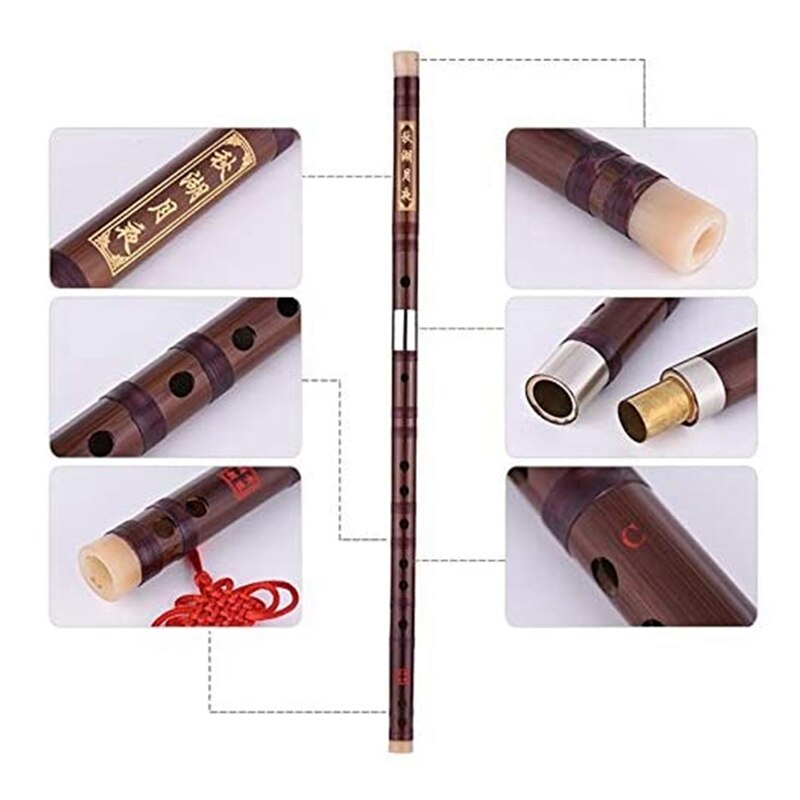 Bitter Bamboo Flute Chinese Flute Traditional Handmade Wooden Musical Flute Instrument, C Key Fifes