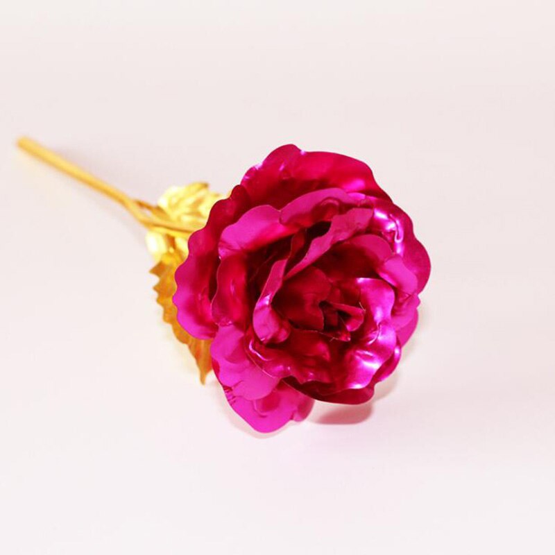 24K Gold Foil Rose Flower Emulated Flower Valentine's Day Single Gold-plated Rose Bouquet Box Home Decro: Only Flower 04