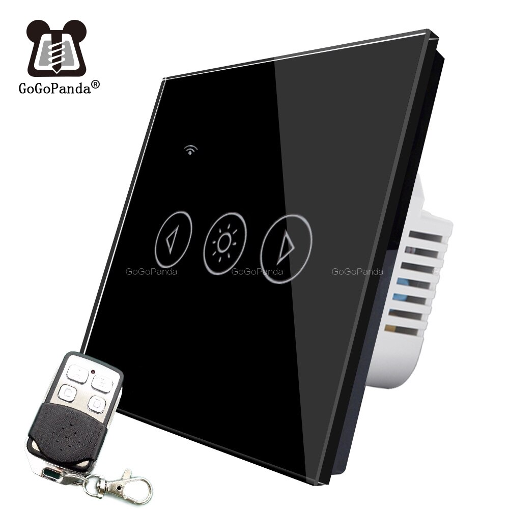 Eu standard lysdæmper fjernbetjening wifi app kontrol touch switch smart automatiseringsafbryder 220v tuya telefon til / fra lysere mørkere: Sort med fjernbetjening