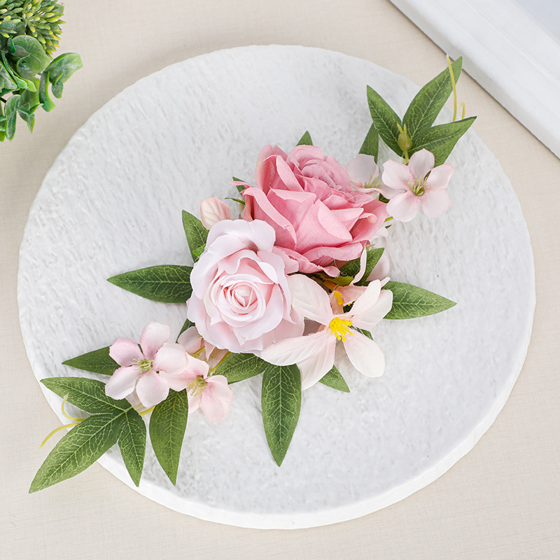 Yannew Pre-made Pink White Cake Topper Flowers Rustic Wedding Cake Decoration for Baby Shower Birthday Party Wedding Supplies