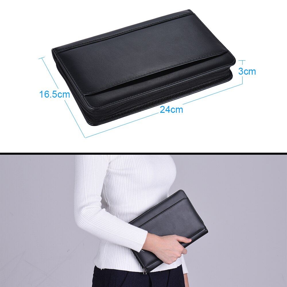 Portable Business Portfolio Padfolio Folder Document Case Organizer PU Leather with Business Card Holder Memo Note Pad