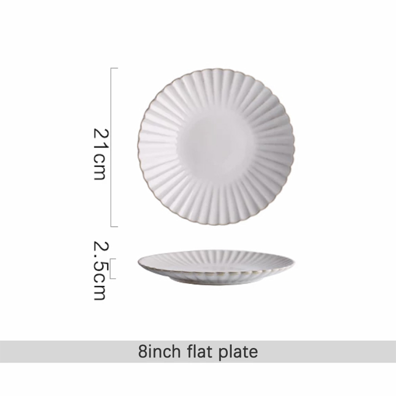 Ceramic Dinnerware Set Food Plates Dishes Dinner Plates Salad Soup Bowl Klin Glaze White Plates and Bowls Set for Restaurant: 8inch flat plate