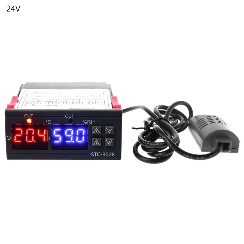 Digital Temperature and Humidity Controller Thermostat and Humidistat Double Display AC 110V 220V DC 12V 24V 10A: DC 24V