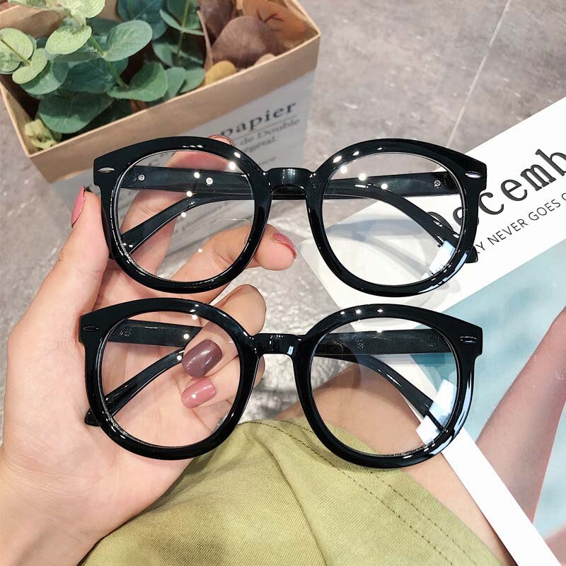 Round Optics Glasses Frame Men Women Metal Rice Nail Black Spectacles Frames Prescription Eyeglasses