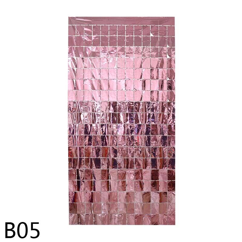 1Pcs Metalen Folie Metalen Draad Kwastje Bruiloft Verjaardag Wanddecoratie Achtergrond Deuren En Ramen Vierkante Regen Gordijn Muur Gordijn: B05