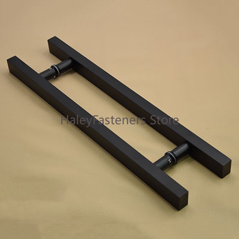 Manija de puerta de vidrio/madera de acero inoxidable negro mate