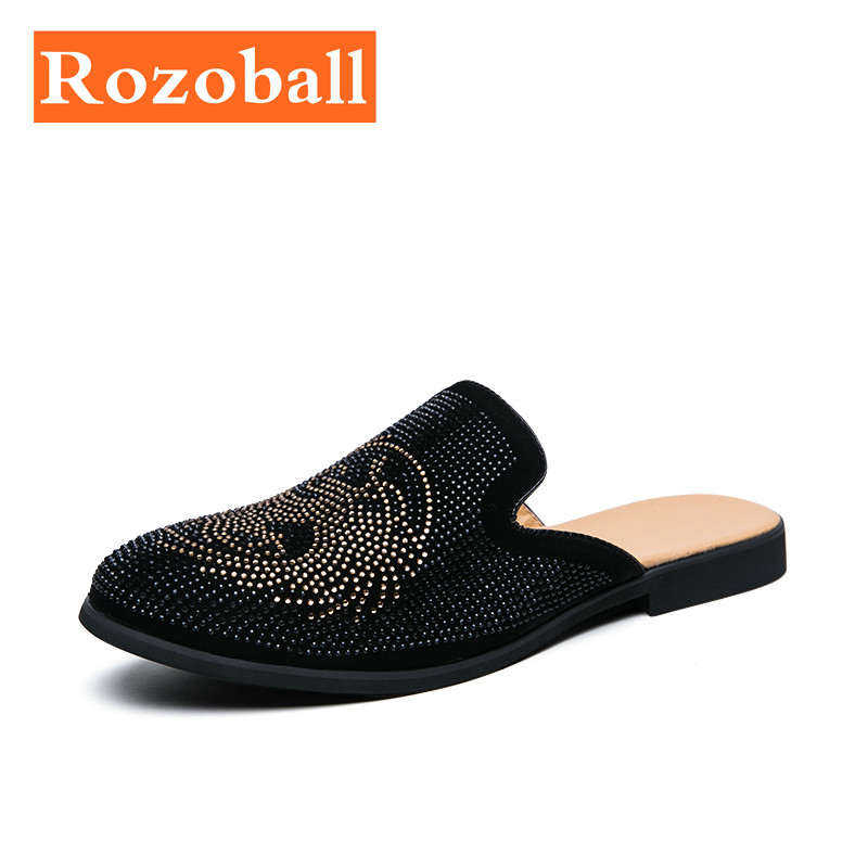 Hommes d'été Pantoufles Mocassins Hommes Moitié Pantoufles anti-dérapantes Pour Hommes Décontracté Mocassins Plat Léger Chaussure Formelle Directe Rozoball