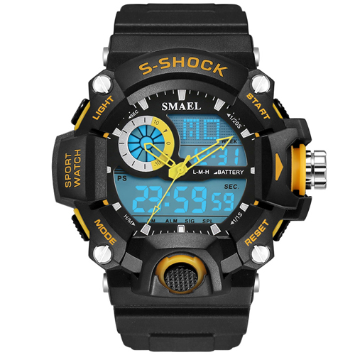 Meilleure Relojes Hombre hommes montre à Quartz numérique hommes G Sport 5 Bar étanche Quartz Led extérieur Sport montres hommes Reloj armée: Jaune