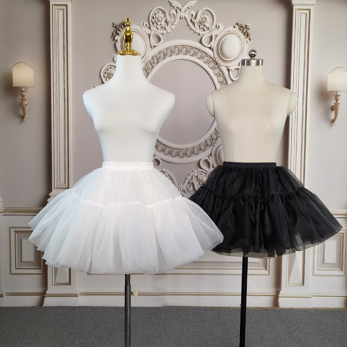 JIERUIZE robe de bal en Organza jupon court Lolita Cosplay robe courte jupon Ballet Tutu jupe Rockabilly Crinoline