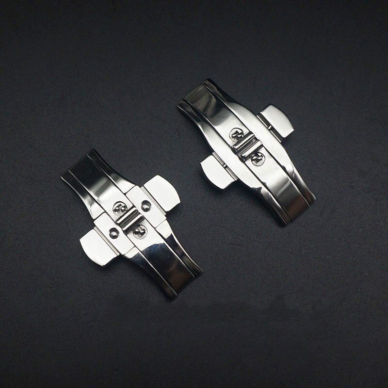 Durable Watch Clasp Accessory Metal Stainless Steel Double Press Watch Push Button Fold Clasp Seamless Butterfly Buckle