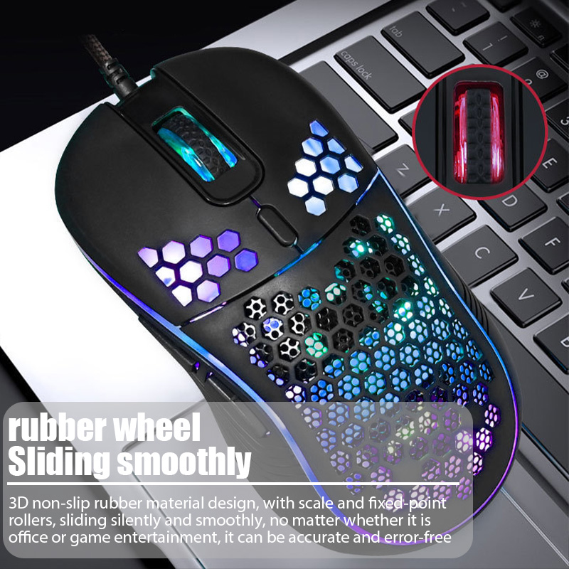 GM86 USB Wired Lightweight Gaming Mouse RGB Backlit Mouse with 6 Buttons 7200DPI Honeycomb Shell Mouse for PC Laptop Computer