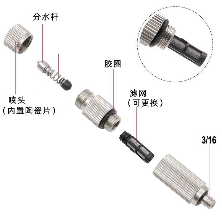 High pressure humidifier mist nozzle 20-70 bar fog nozzle 0.1/0.2/0.3/0.4/0.5mm misting system fogging machine part 10pcs/pack