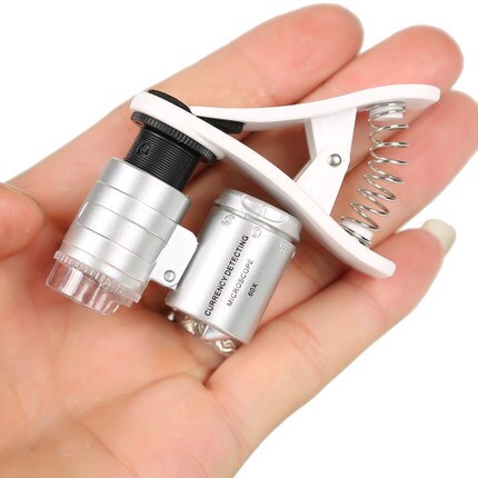 60x clip-on telefon mikroskop lup med led / uv lys til universelle smartphones iphone samsung htc blackberry nokia