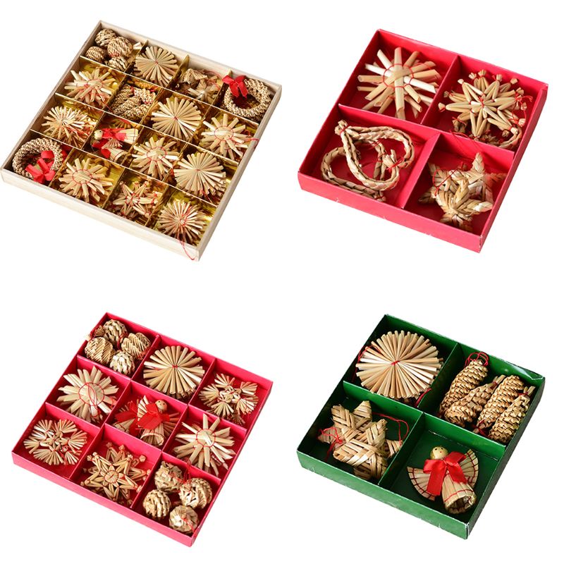 Pendentifs en paille de blé naturel décoration Simple de noël Mini Kit étoile à cinq branches sapin de noël à monter soi-même décor ornements suspendus