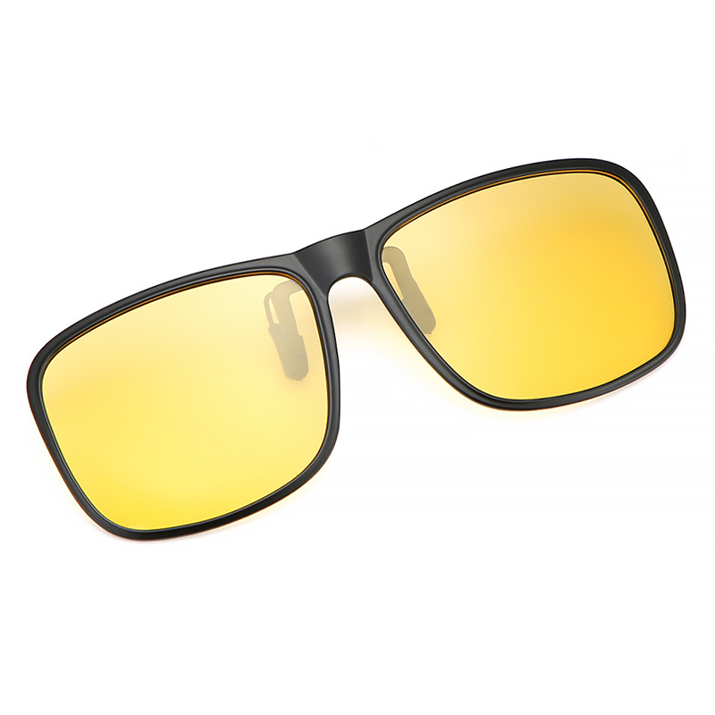 Sonnenbrillen-Clip für Damen und Herren, hochklappbar, polarisierte Sonnenbrille, zum Fahren, Nachtsicht, zum Anklipsen, Angeln, Radfahren: Gelb
