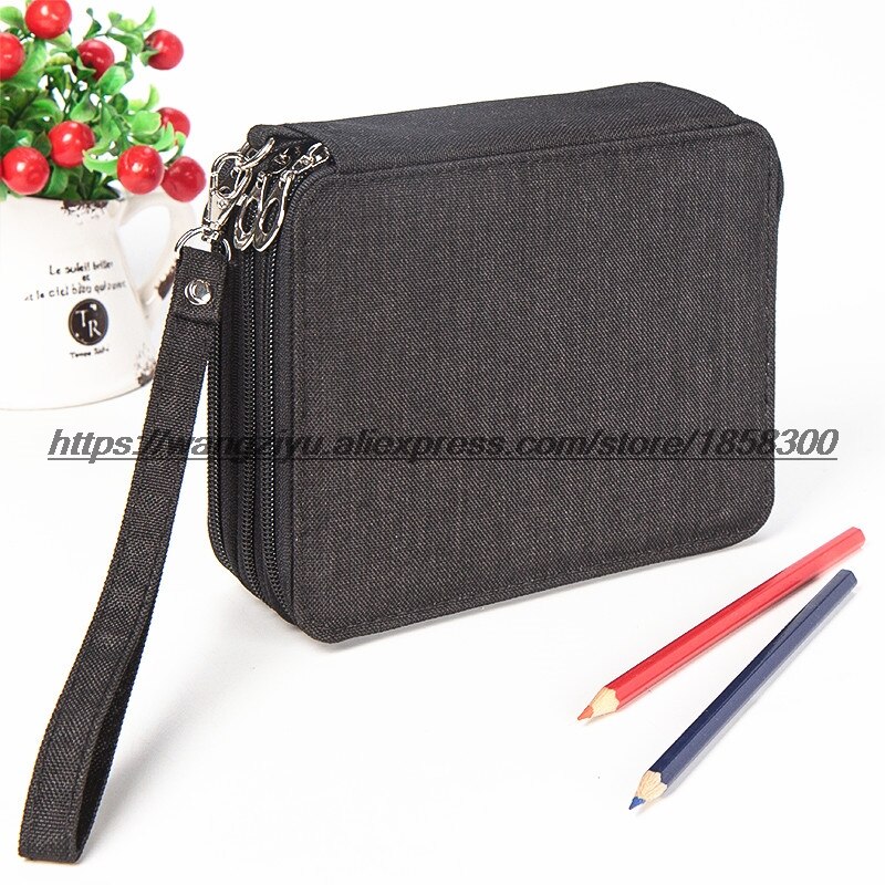 Kemila 72 Houders Waterdichte Handy School Potloden Case Grote Capaciteit Gekleurde Potlood Tas Voor Student Kunst Levert: Black