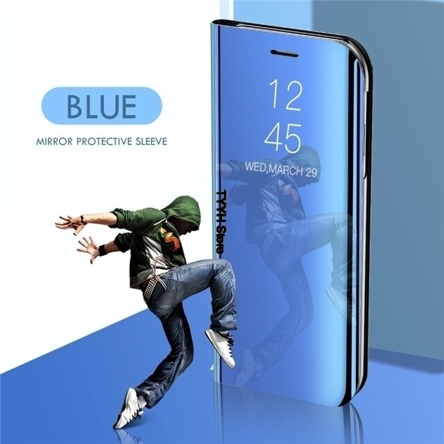 Luxury Smart Mirror Case For Huawei Y8P Cases Fundas Flip Cover For Huawei Y8P Y8 P Y 8P AQM-LX9 AQM-LX9N Phone Case Etui bags: Blue