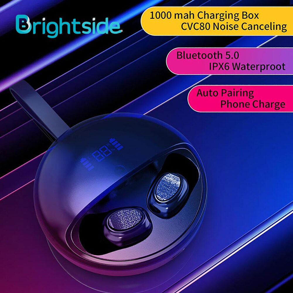 Brightside bluetooth 5.0 langattomat kuulokkeet basso ääni kuulokkeet kuulokkeet matkapuhelimeen mini sport kuulokkeet tws kuulokkeet