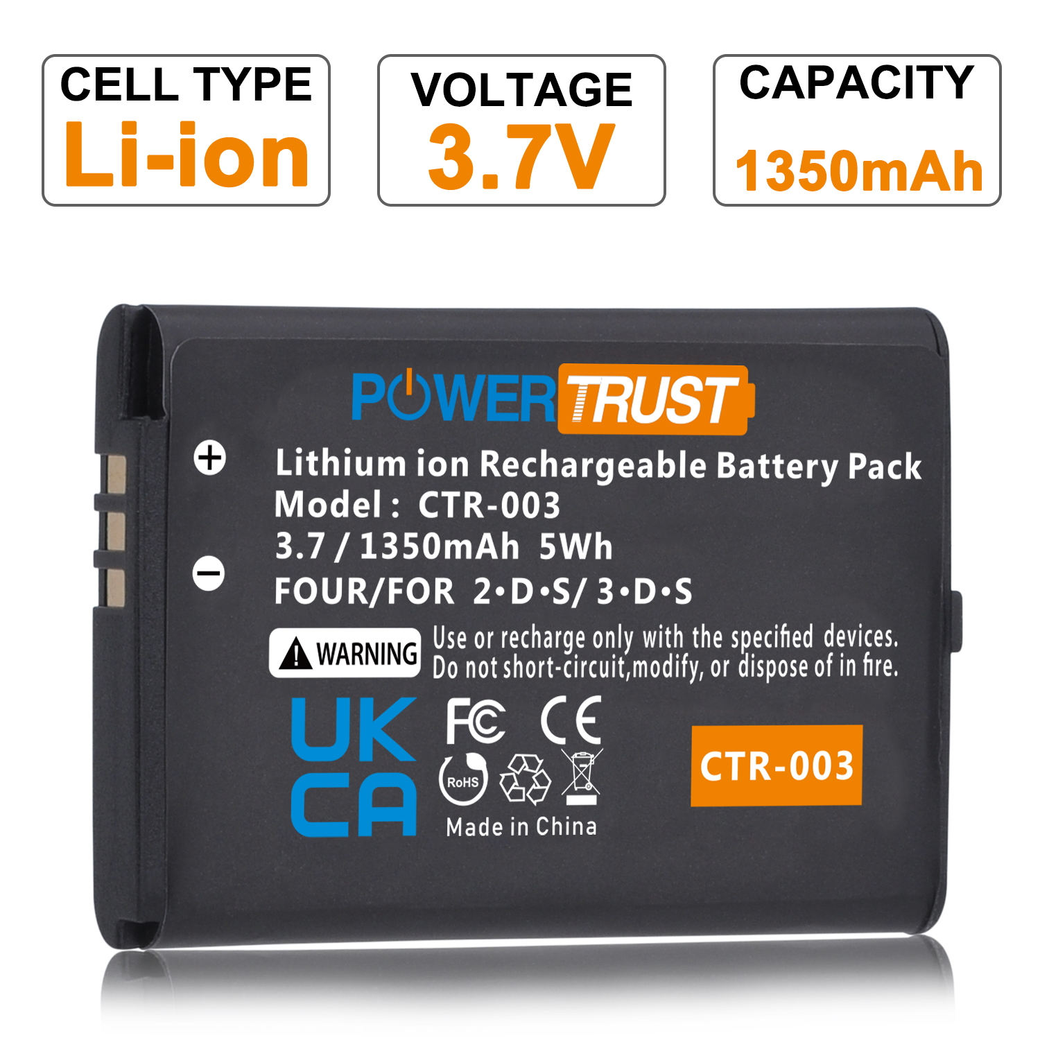 Batterie pour Console de jeu Nintendo 3DS, 2DS XL, 2DS, avec outils, 1350mAh, CTR-003, CTR 003, 1 pièce