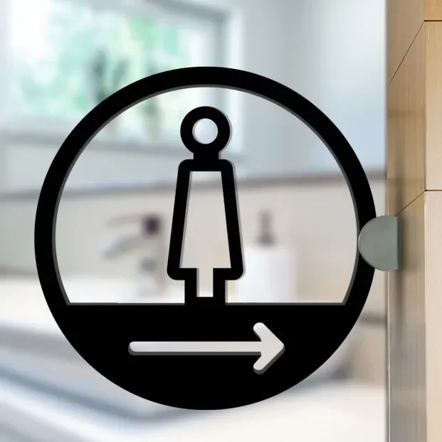 Door Sign Double-sided Side Mounted Restroom Reminder Sign Men's and Women's Bathroom Signage Acrylic Hotel WC Toilet Signage: Golden