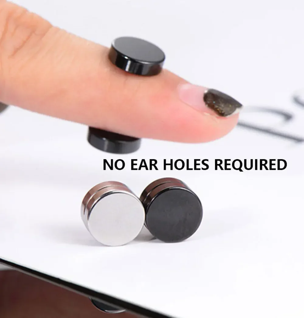 1/3 pares de pendientes magnéticos de cristal de 6MM sin perforación de acero inoxidable para hombres, pendientes magnéticos de circón Punk, joyería sin perforación