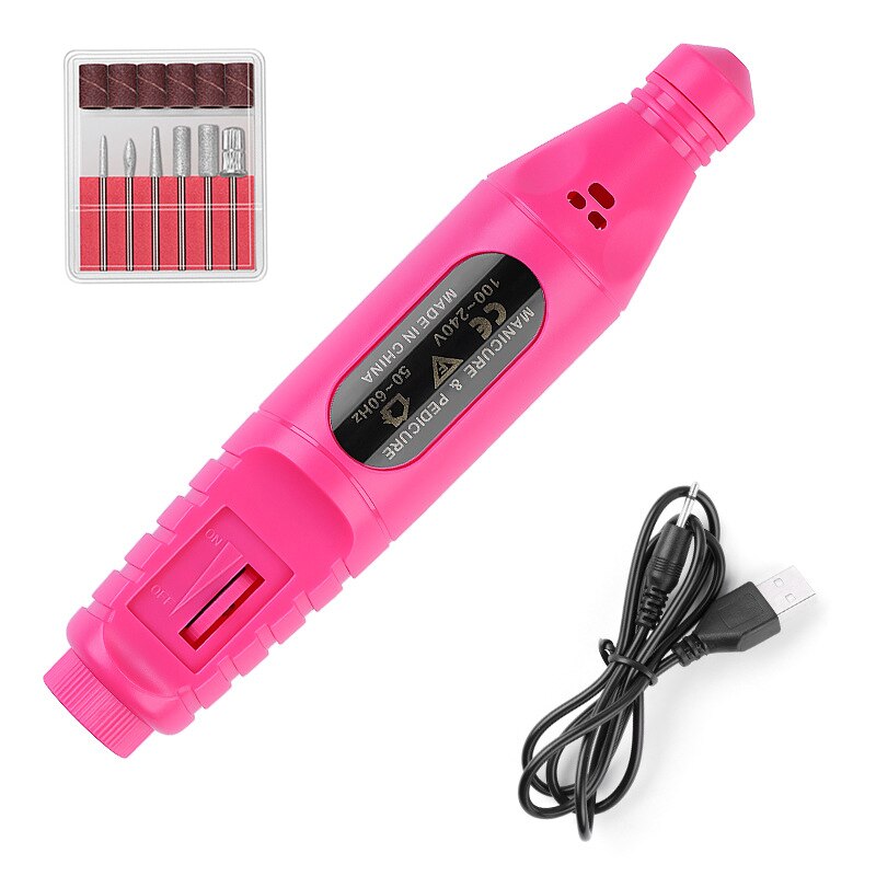 Máquina Eléctrica para manicura y pedicura, juego de herramientas, 30 brocas, 100 bandas de lijado: Rose USB
