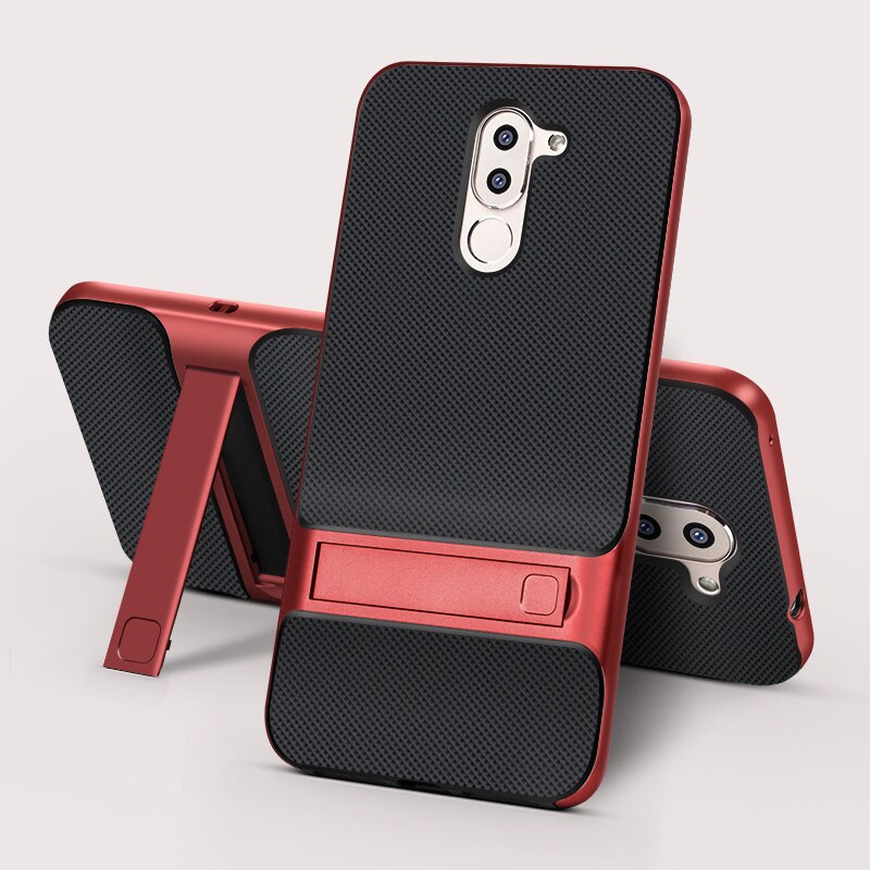 Back Cover voor Huawei Honor 6X Siliconen Case TPU PC 360 3D Stand Telefoon Gevallen Funda Honor6X GR5 Mate 9 Lite Mate9 Mate9Lite: Royce Red