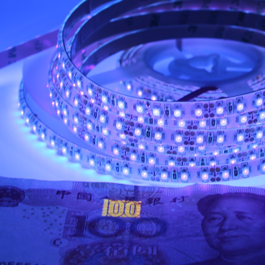 1m 5m Ultraviolet Zwart licht SMD 3528 120 leds/m UV Led Strip zwart licht LED Lint paars Flexibele lamp + 12V power adapter