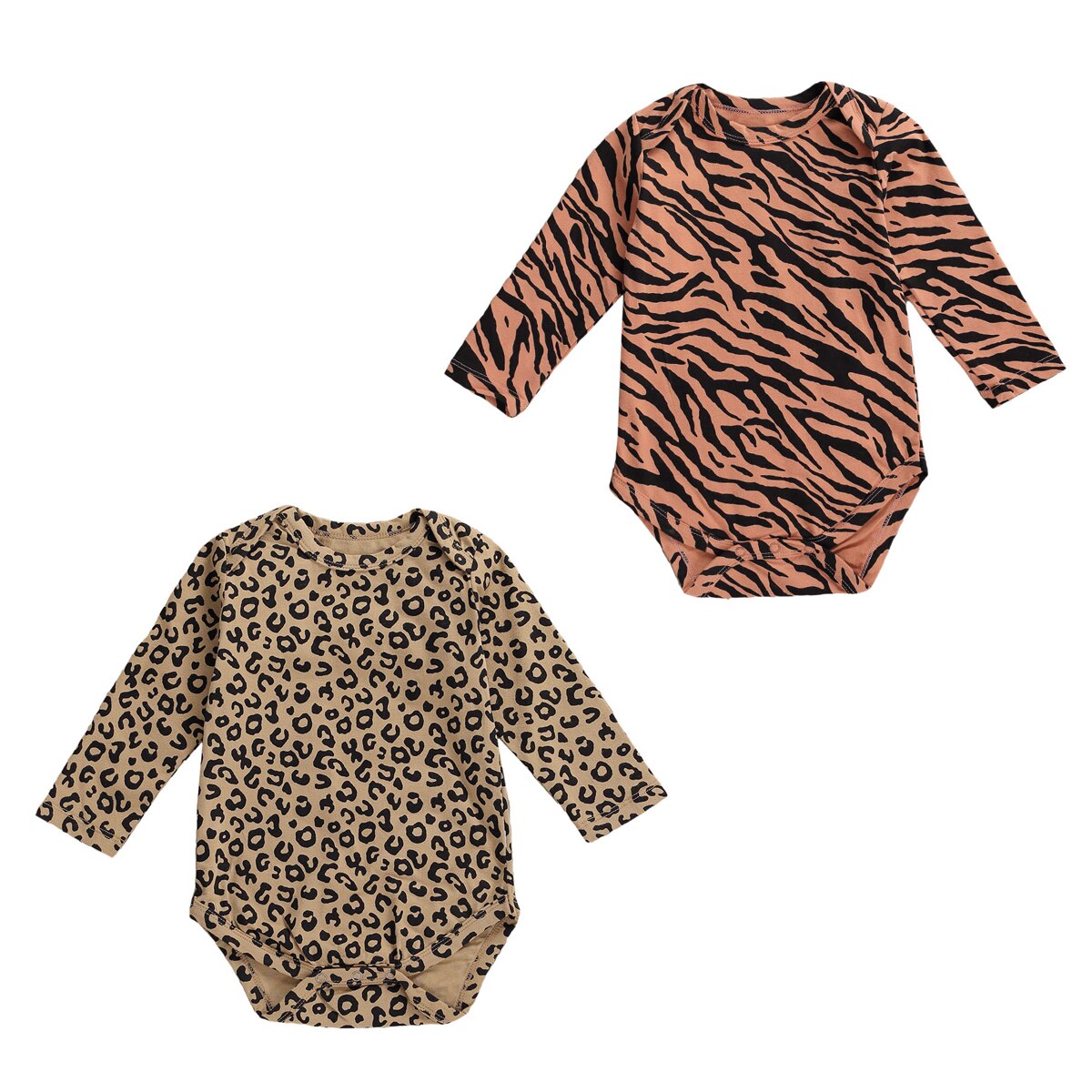 0-24M Herfst Mode Kids Jongens Meisjes Wrapped Driehoek Zebra Patroon Luipaard Ronde Hals Lange Mouwen Casual Jumpsuit