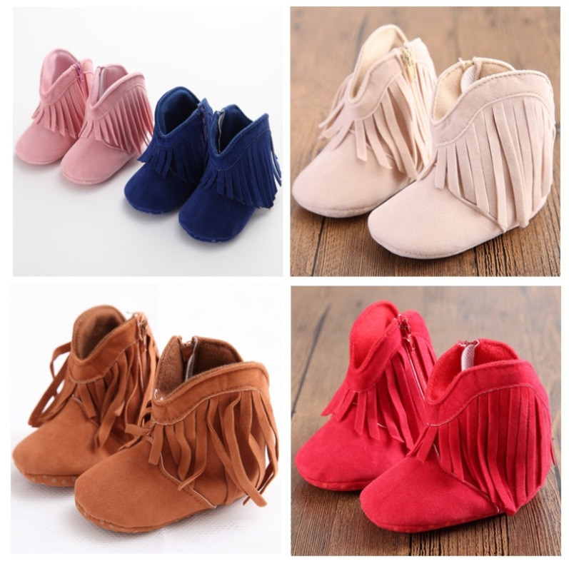 Pasgeboren Baby Baby Meisje Zachte Zool Laarzen Kwasten Mocassins Crib Schoenen Schattige Baby Meisje Schoenen