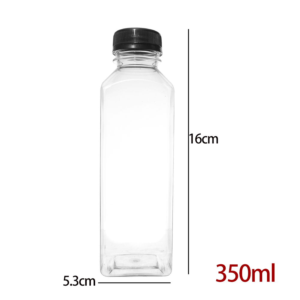 Leere Saftflaschen aus Kunststoff mit Kappen, Wasserflaschen, transparente Getränkebehälter in großen Mengen mit Deckel, Entsafter-Trinkmilch-Marmeladenbehälter