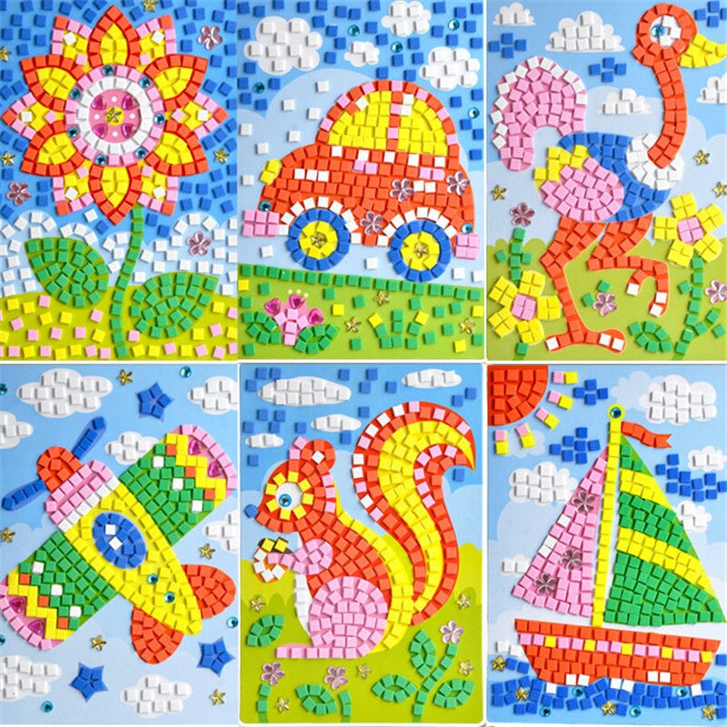 12 stili Possono Essere Scelgono Lotto 3D Mosaici Di Puzzle Creativo Sticker Gioco Animali di Trasporto Arti Del Mestiere per I Bambini Giocattolo Educativo giocattolo